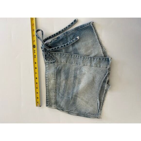 We The Free Womens Raw Hem Denim Zip Up Tie Waist Skort Blue Size 0 - Picture 8 of 8